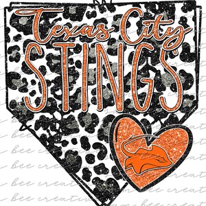 Texas city stings glitter home plate digital design / baseball softball cheetah leopard / sublimation png file / instant digital download