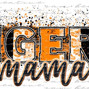 Tigers mama leopard brush stroke digital design / cheetah paint splatter game day design / sublimation png file / instant digital download