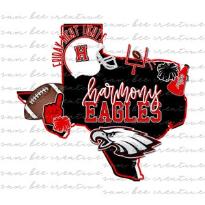 Harmony Eagles Texas football digital design / school spirit small town big state pride / sublimation png file / instant digital download