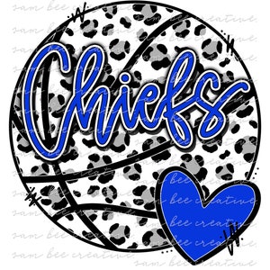 Chiefs leopard basketball digital design / cheetah basketball game day / sublimation png file / instant digital download / royal and black
