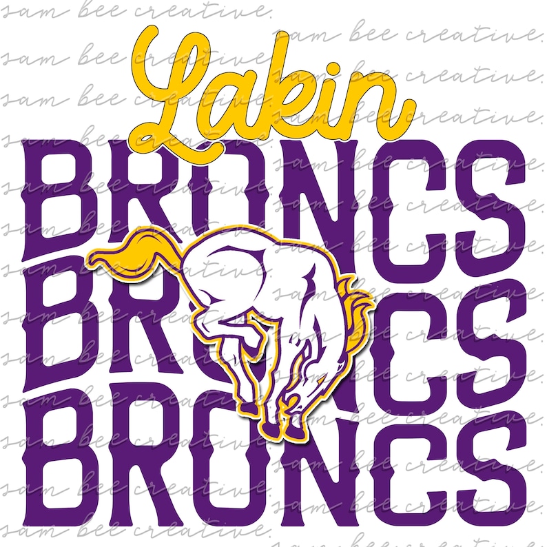 Lakin Broncs Stacked Wavy Retro Digital Design / Broncs Vintage / Sublimation Png File / Instant