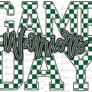 Warriors game day digital design / baseball football basketball retro checkered game day / sublimation png file / instant digital download