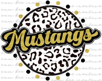 Mustangs día de juego diseño digital / béisbol softbol fútbol leopardo día del juego / sublimación archivo png / descarga digital / descarga instantánea