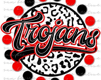 Trojans leopard round game day digital design / sublimation png file / instant digital download / baseball softball football basketball