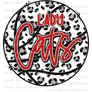 Lady cats leopard basketball digital design / cheetah basketball game day / sublimation png file / instant digital download / red and black