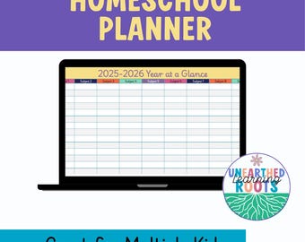 Bewerkbare thuisschoolplanner-spreadsheet | Meerdere kinderen, weekabonnementen en jaaroverzicht (Google Spreadsheets)