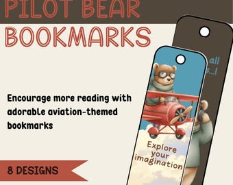Pilot Bear - Flugzeit Lesezeichen zum Ausdrucken für Kinder