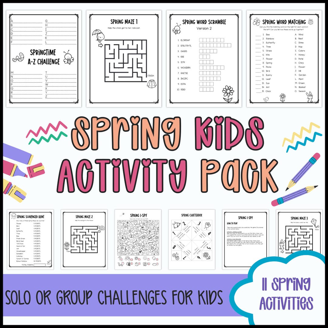 Spring Kids Activity Pack | Printable Word Games, Mazes and Challenges ...