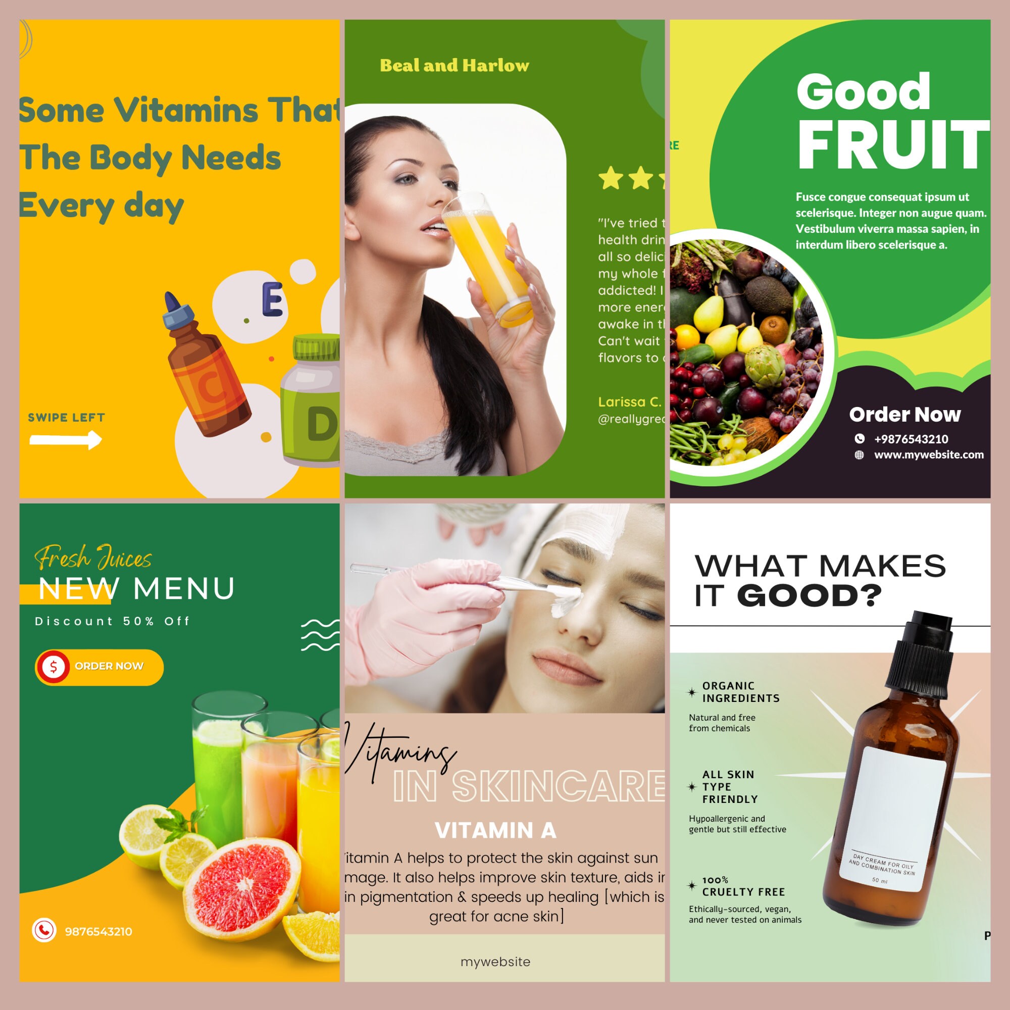 Vitamin Canva Template Social Media Vitamin Template Vegan Vegetarian