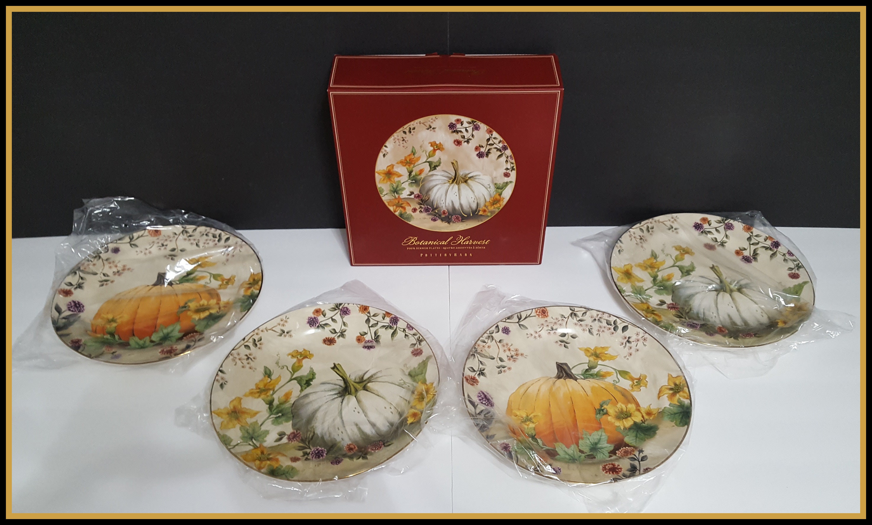NEW Pottery Barn Botanical Harvest Pumpkin Dinner Plates Etsy