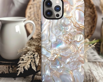 Pearlescent Phone Case Mother of Pearl Silver Abalone iPhone 17 16 15 14 13 12 11 Pro Max Samsung S26 S25 S24 S23 S22 Mermaidcore Phone Case