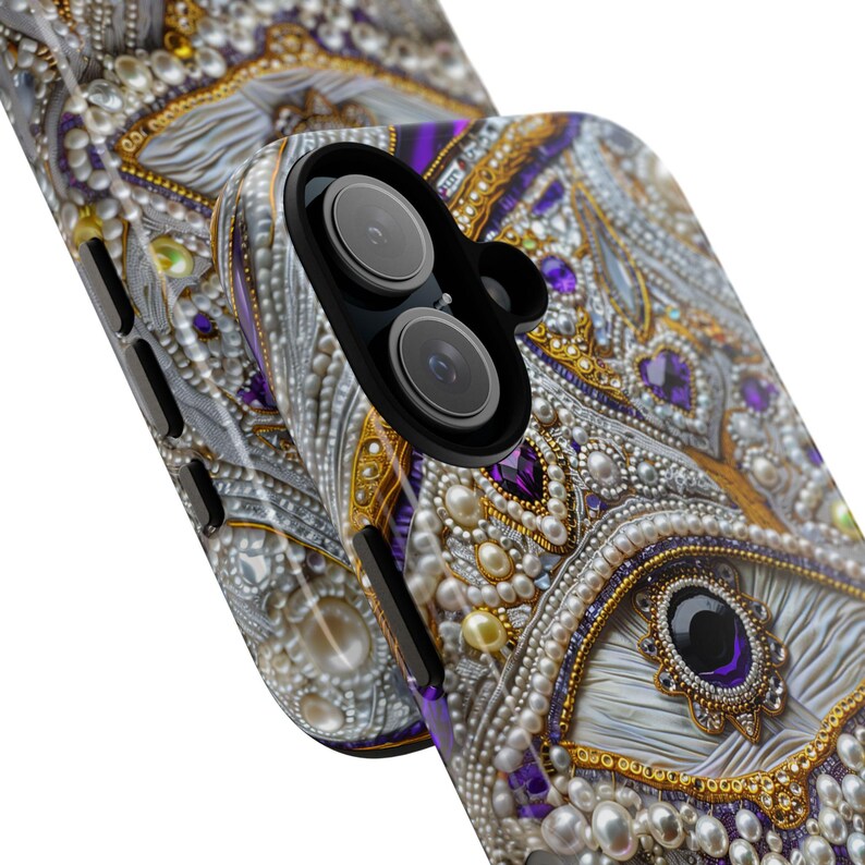 Bling Glam Look Mosaic Phone Case, Collage Phone Case Silver, Gold, Purple Gems, Evil Eye for iPhone 17 16 15 14 13, Galaxy S25 S24 S23 S22 image 6