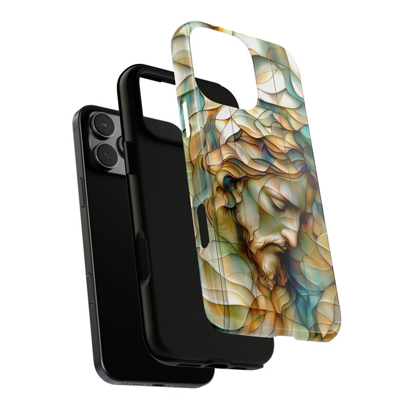 Jesus Phone Case Christian Stained Glass Cover iPhone 16 15 14 13 12 11 ...