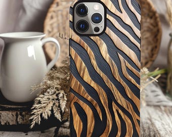 Rustic Wood Design Phone Case iPhone 16 15 14 13 12 11 pro max Samsung Galaxy S22 S23 S24 Ultra Wooden Phone Case Look Zebra Stripes Case
