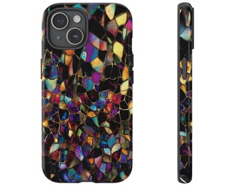 Stained Glass Phone Case Look iPhone 15 14 13 12 11 pro max, Samsung Galaxy S22 S23 S24 Ultra Google Pixel 6 7 8 pro Abstract Art Phone Case