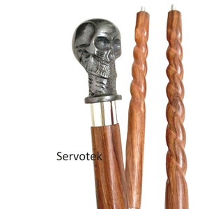 New Brass black  skull handle wooden rope style walking stick\fathers day gift\birthday gift\gift for dad\Halloween cane gift\Christmas cane