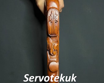 Christliches Kreuz Gehstock aus Holz: Handgefertigter Gehstock