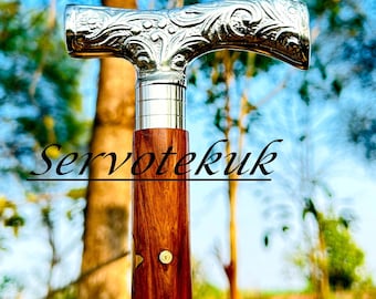 Viktorianischer Messinggriff Gehstock: Handgefertigte Palisanderstockstock