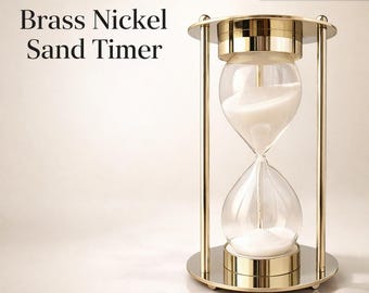 Personalized Brass Sand Timer Hourglass | Engraved Nautical Gift | Antique Desk Decor | Anniversary Gift for Him | Vintage Collectible .