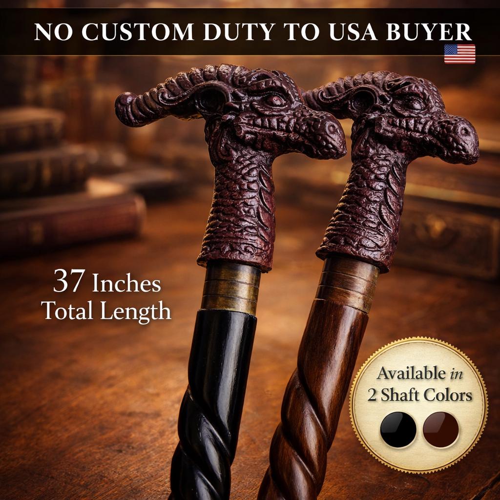 Dragon Head Walking Stick: Handcrafted Rosewood Cane, Adventure Accessory