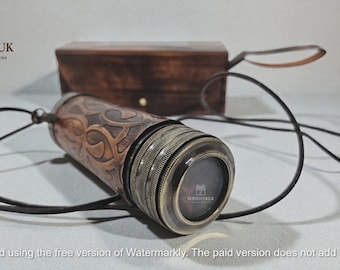 Brass Kaleidoscope Leather Wrapped Antique-Style Optical Toy – Steampunk Vintage Nautical Gifts for kids .