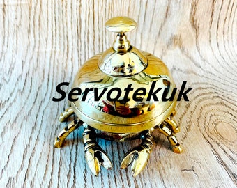 Nautical brass chrome rustic finish crab desk table bell for teacher desk hotel reception bell doctors table bell, decor bells, desk bell