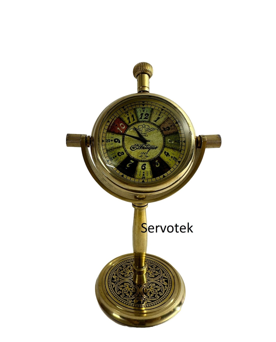 Personalized Table Clock Engraved Desk Clock Brass Rotating Etsy