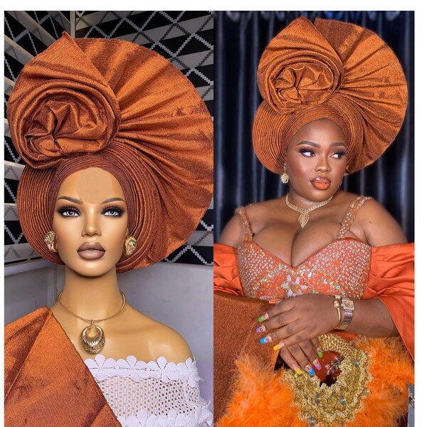 Burnt Orange Aso Oke Etsy