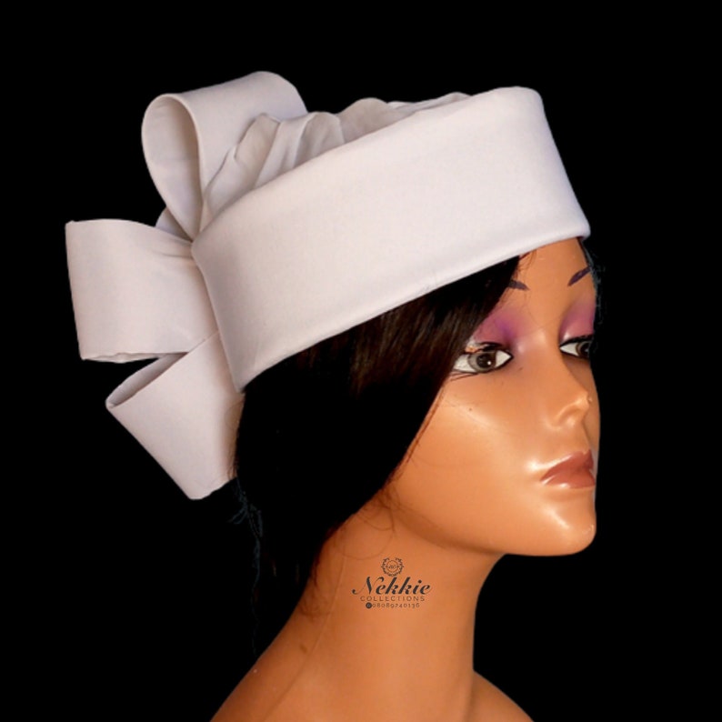 Zara Cap, White Turban, Women Cap, African Headwear, Wedding Hat