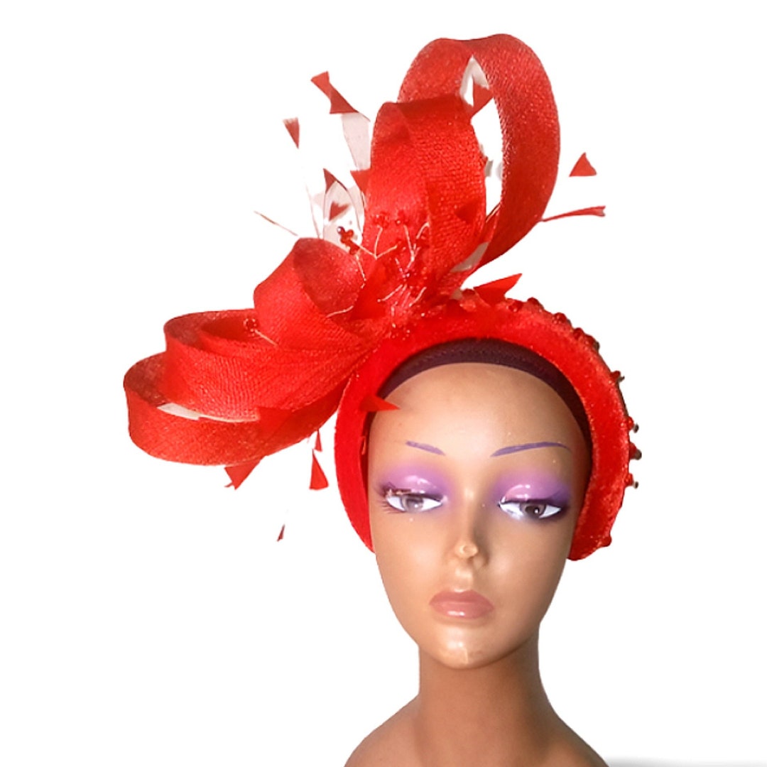 Red Fascinator Red Headband Tea Party Fascinator Red Etsy