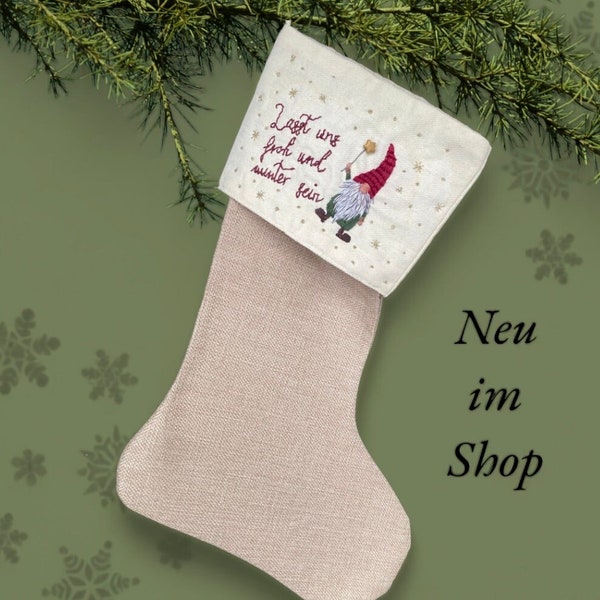 Nikolausstiefel, Nikolausstrumpf , Wichtel, Wichteldeko, Wichtelzubehör ,handbestickt Nikolaus