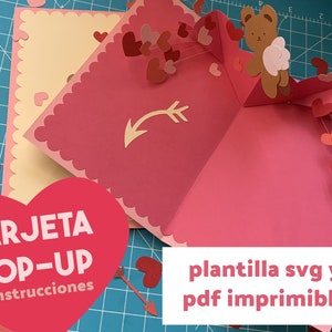 Plantilla Tarjeta Osito Pop-Up / PDF imprimible y SVG para Cricut o Silhouette (descarga digital) DIY