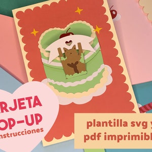 Plantilla Tarjeta Tarta Pop-Up (manzana) / PDF imprimible y SVG para Cricut o Silhouette (descarga digital) DIY