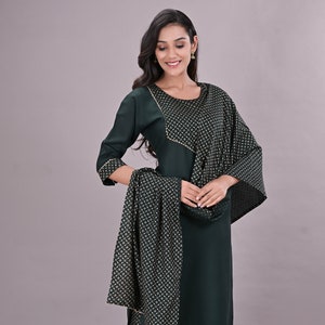SkyTickFashion™ Indian Style Designer jaipur printed kurta,Rayon Green Embroidery Work Kurti With Pent Set , Gift For Her