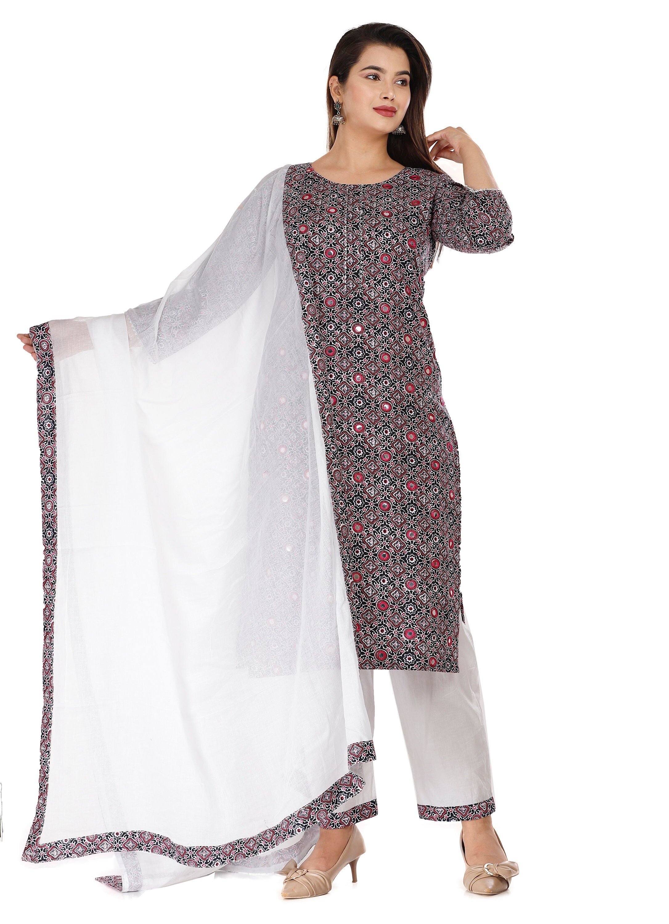 White Kurti Dupatta - Etsy