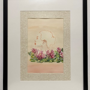 Botanical painting. Azalea procumbens red listed Alpine flower