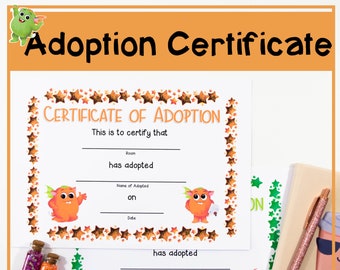 Adoption Certificate - Orange and Green