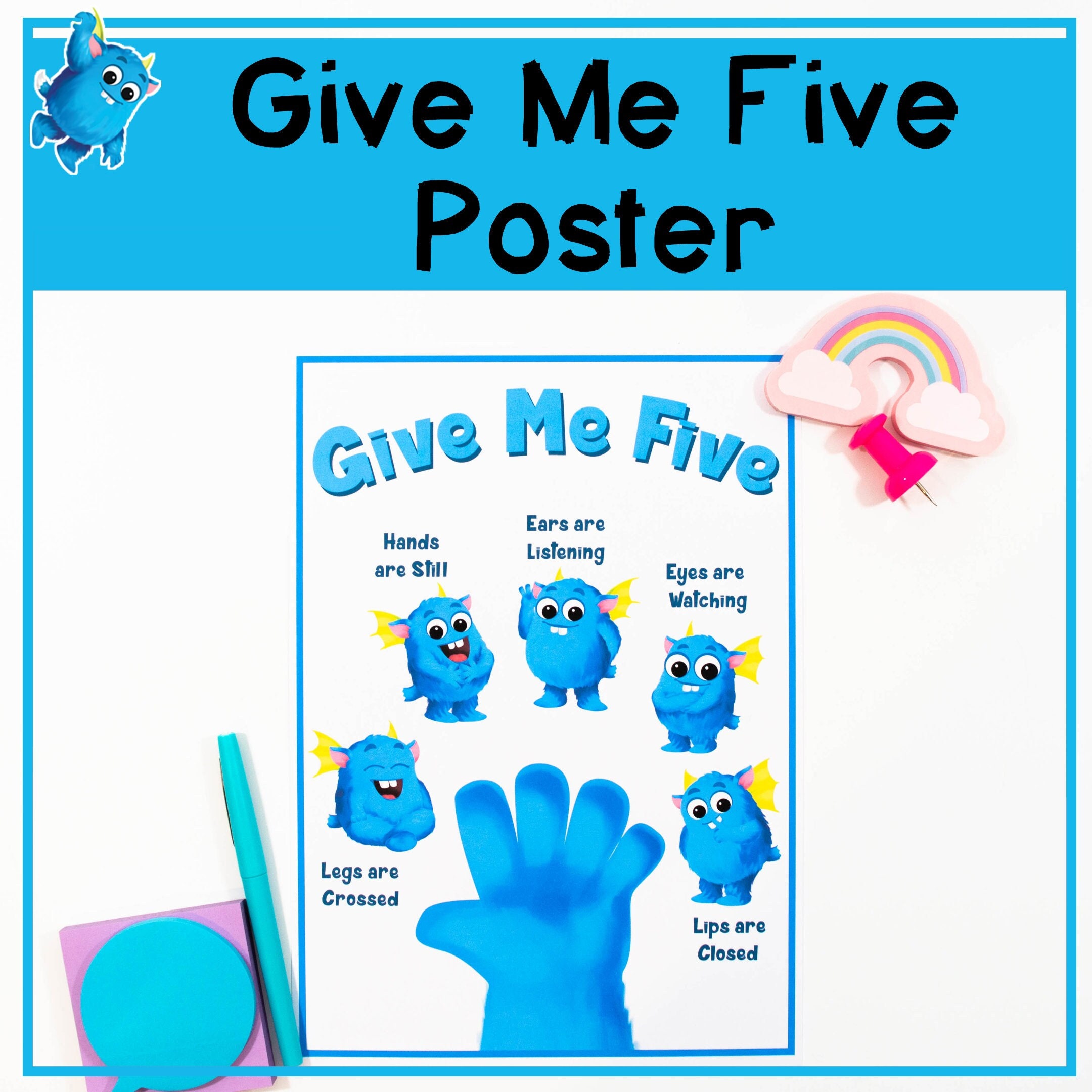 Give me five poster give me 5 for classroom behaviour management etsy