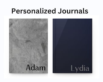 Personalized Journal, Hard Cover Black Marble Journal, Hard Cover Dark Blue Journal