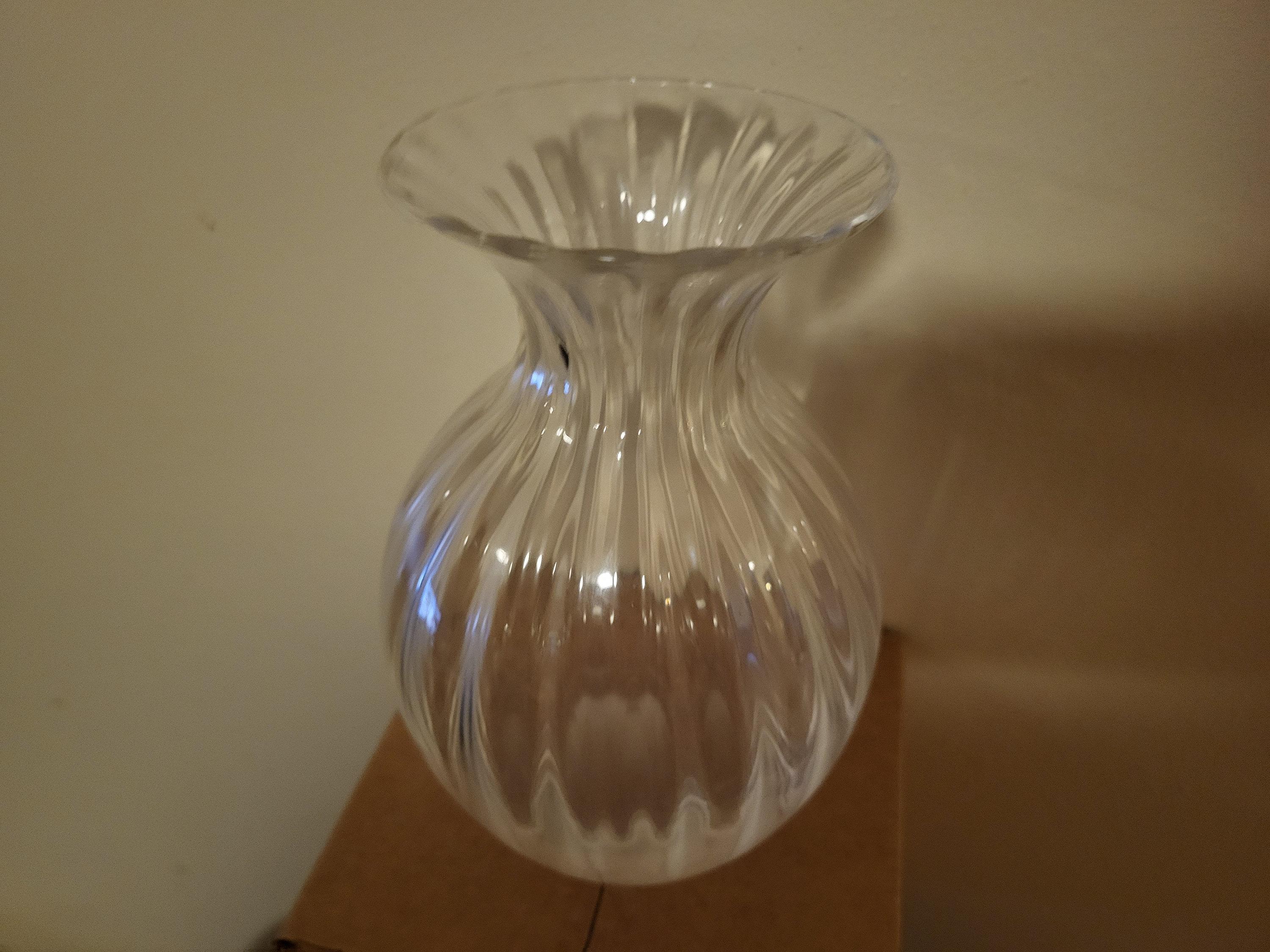 original - handmade 1950's clear glass vase - excellent condition