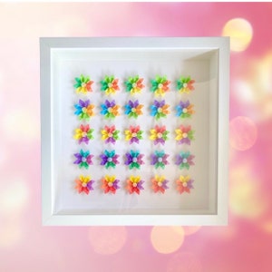 Origami Flowers, Wall Art, Origami Present, Unique Gift, Framed Art, Christmas Gift, Paper Anniversary, Mothers Day Gift, Teacher Gift