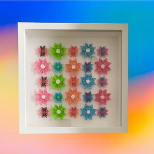 Origami Flowers, Wall Art, Unique Gift, Framed Flowers, Wedding Gift, Christmas Gift, Paper Anniversary, Mothers Day Gift, Teacher&#39;s Gift