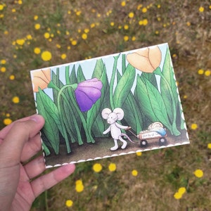 Illustration format carte postale A6 "La petite souris"