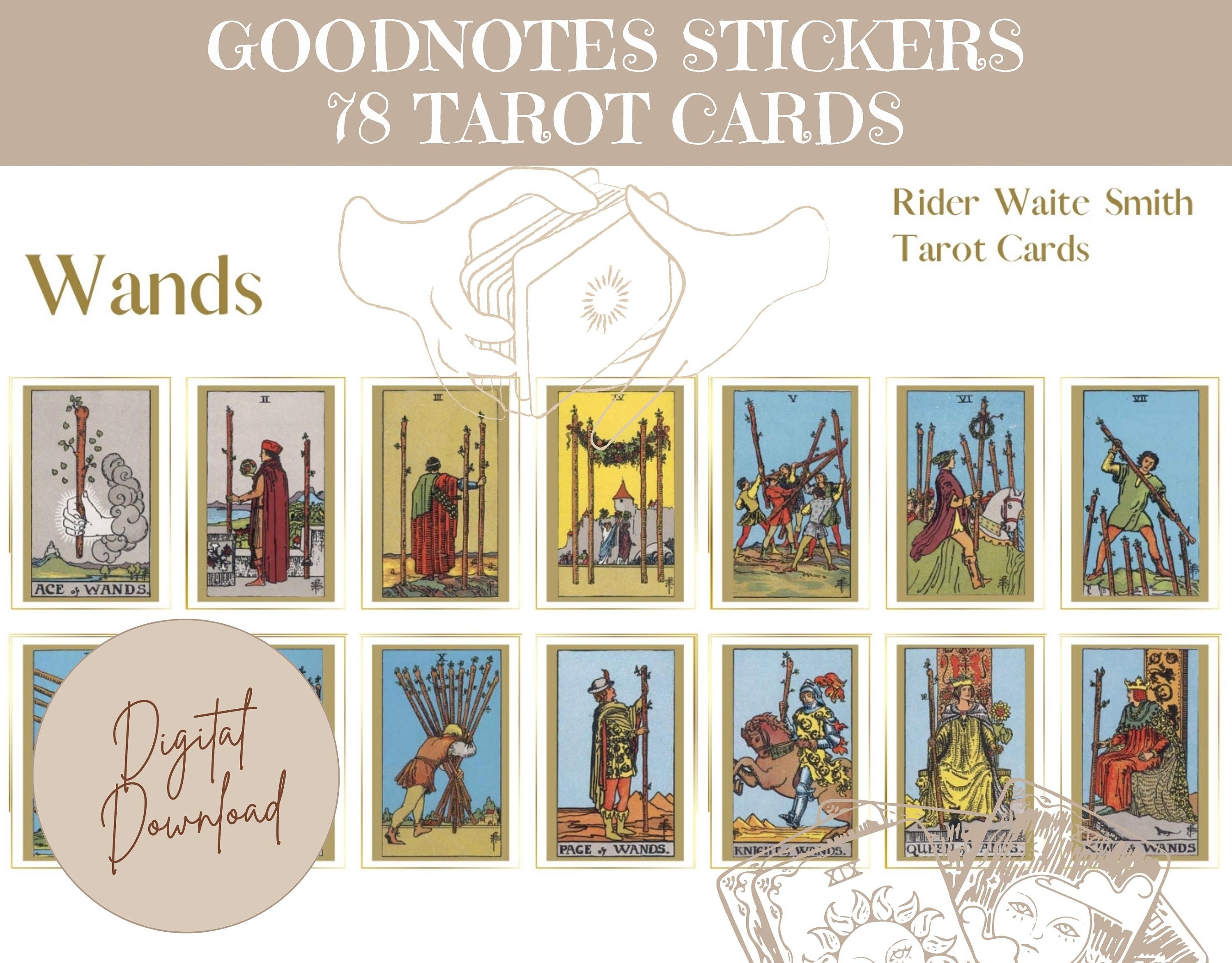 Goodnotes Stickers 78 Tarot Cards Etsy