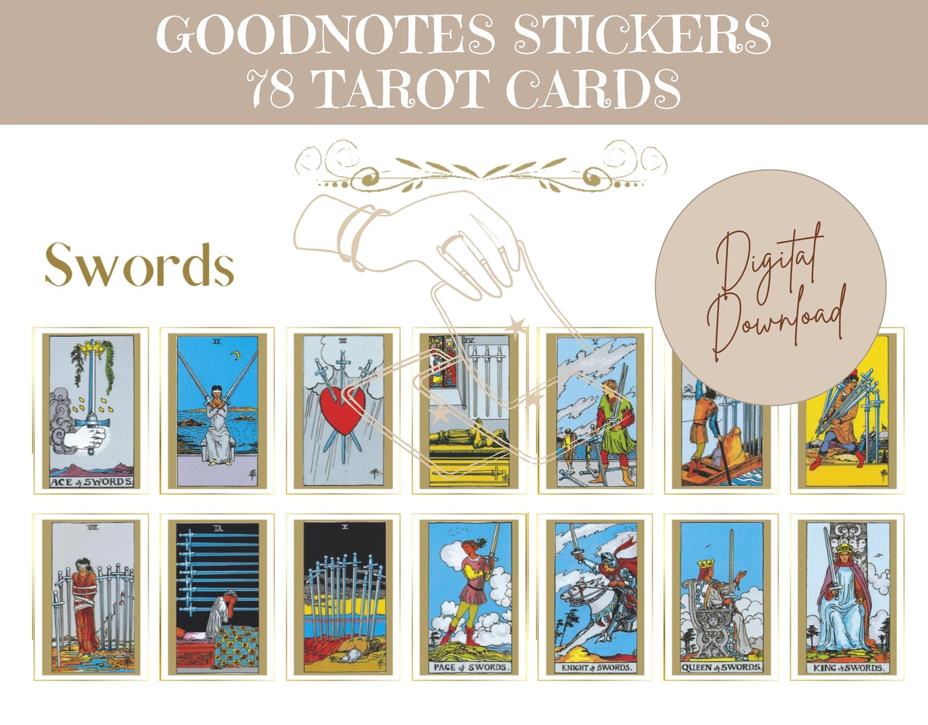 Goodnotes Stickers 78 Tarot Cards Etsy