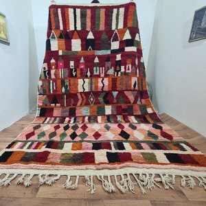 Azilal Tapis abstraits marocains, tapis sur mesure pour salon, chambre d’enfants, tapis berbère, tapis fait main pour chambre à coucher, décor de chambre bohème