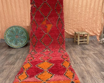 Runner Rug - vintage floor runner - hallway for stair -wool runner vintage - Moroccan runner - Runner rug berber - azilal runner