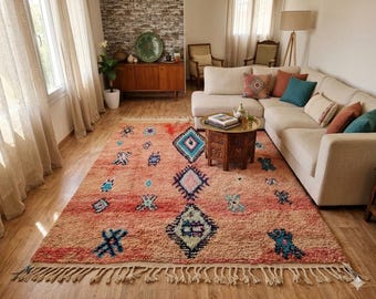 Handmade Moroccan Wool Rug: Berber Style, Geometric Design