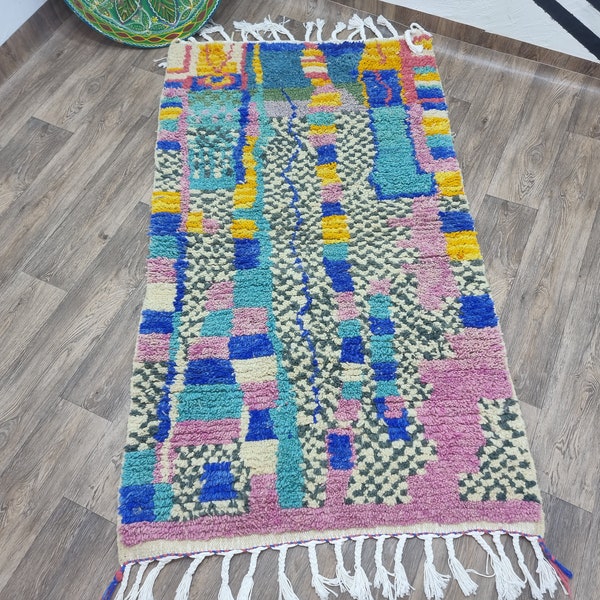 3x5 ft, Moroccan Handmade rug ,Beni ourain style Morocco wool Berber Rug, hand woven rugs, bohemian rugs, washable rugs, nursery rug