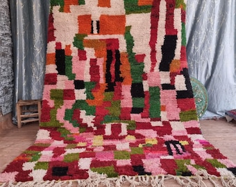 Handwoven Moroccan Rug: Berber Wool Rug, Geometric Design